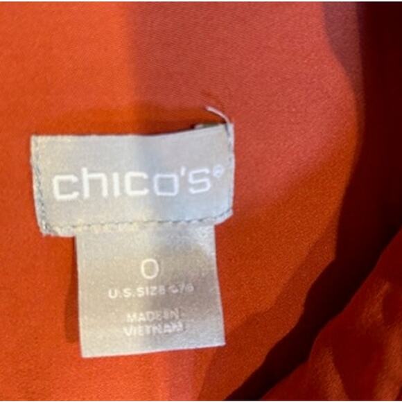 CHICO'S Rust Coral 100% Modal SOFT Classic Button Long Sleeve Blouse Size 0 4/6 - Picture 8 of 9
